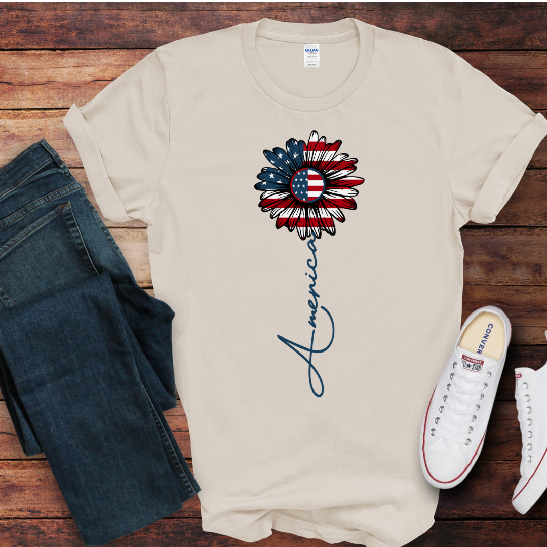 America Sunflower DTF Shirt Print