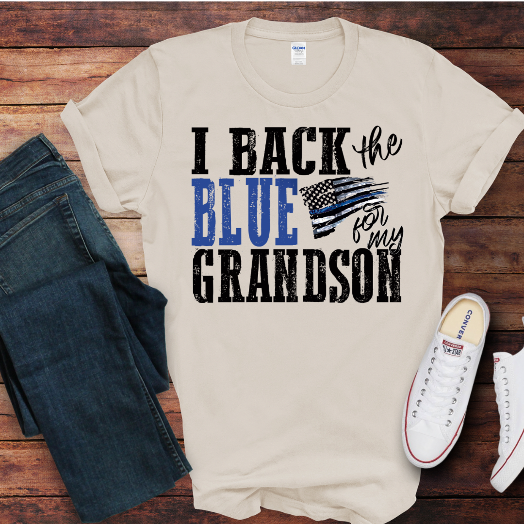 I Back The Blue For My Grandson DTF Shirt Print
