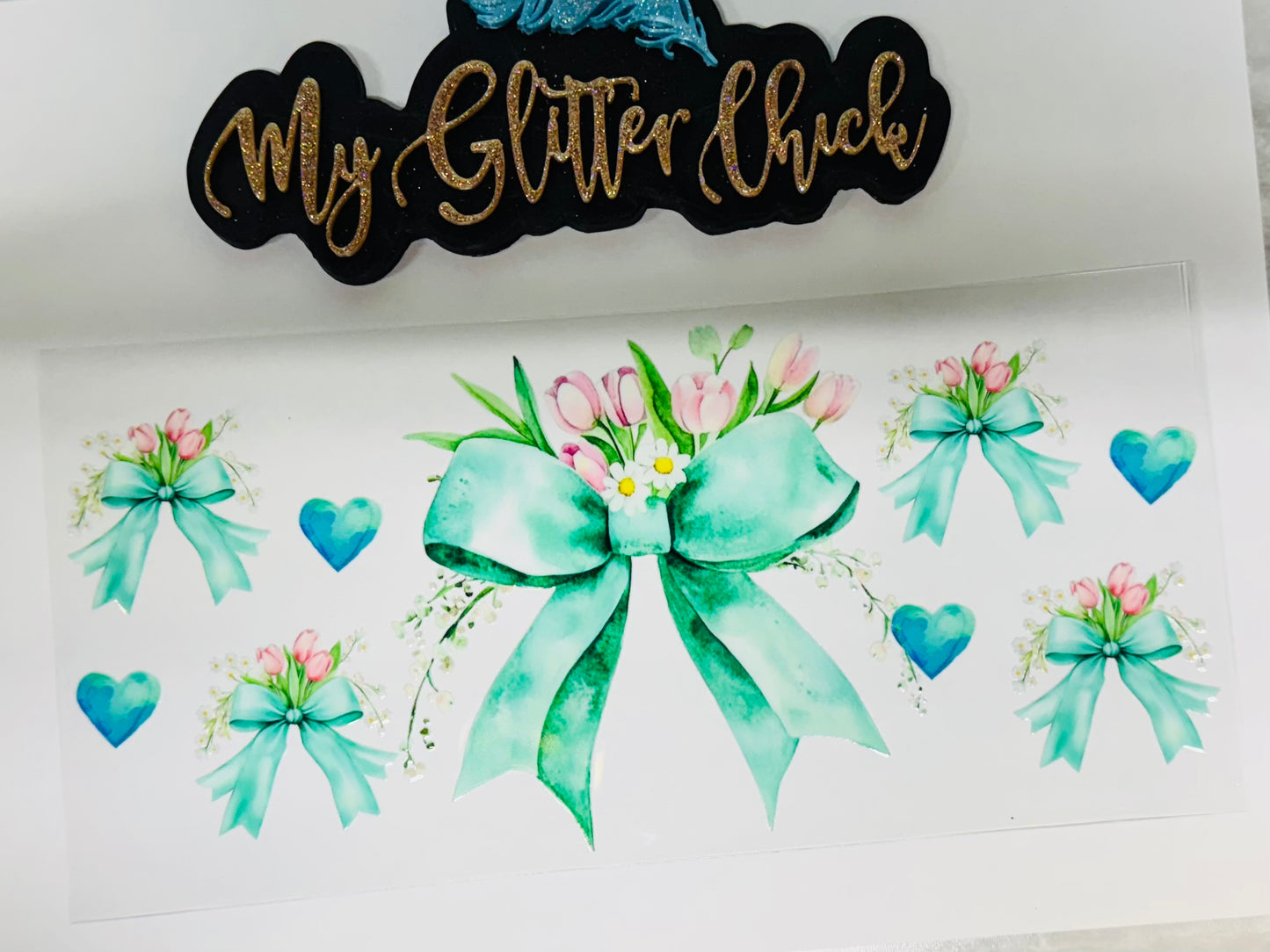 Blue Bows and flowers 3046