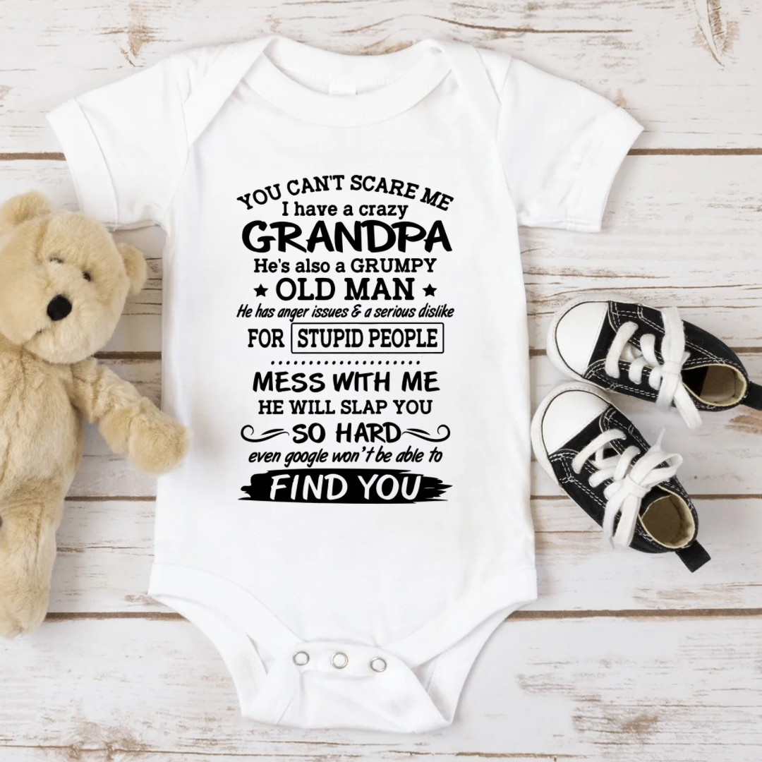 You cant scare me I have a crazy Grandpa DTF Kids Print