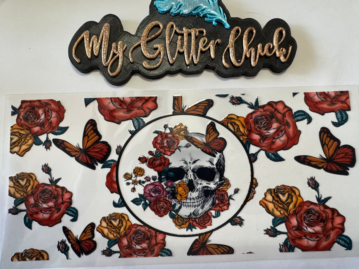 Skull Flowers UVDTF wrap 036