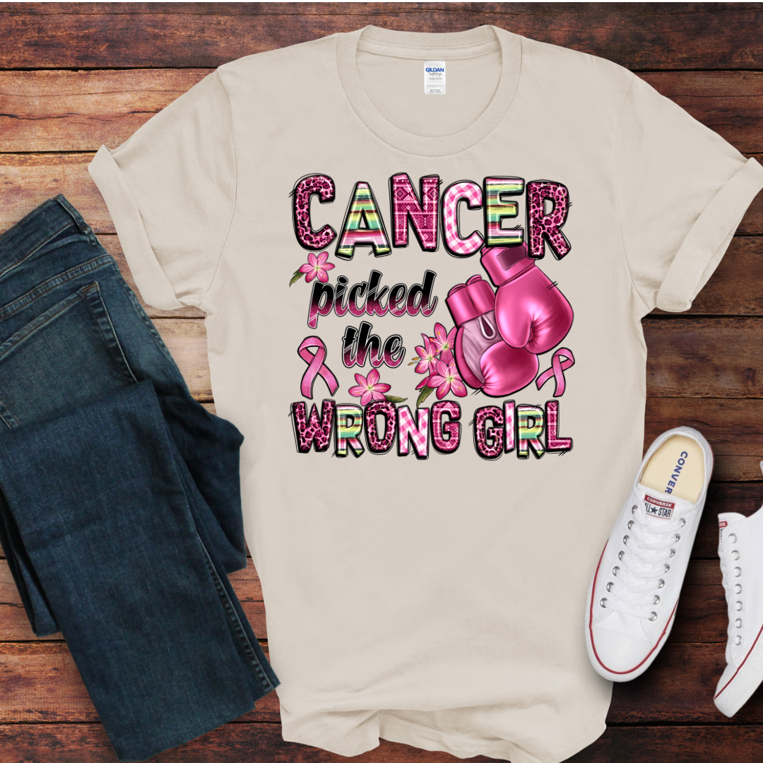 Cancer Picked The Wrong Girl DTF Shirt Print
