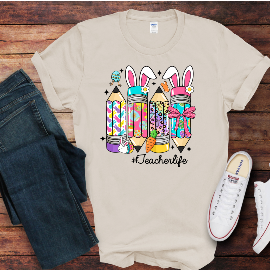 Teach Life Easter DTF Shirt Print
