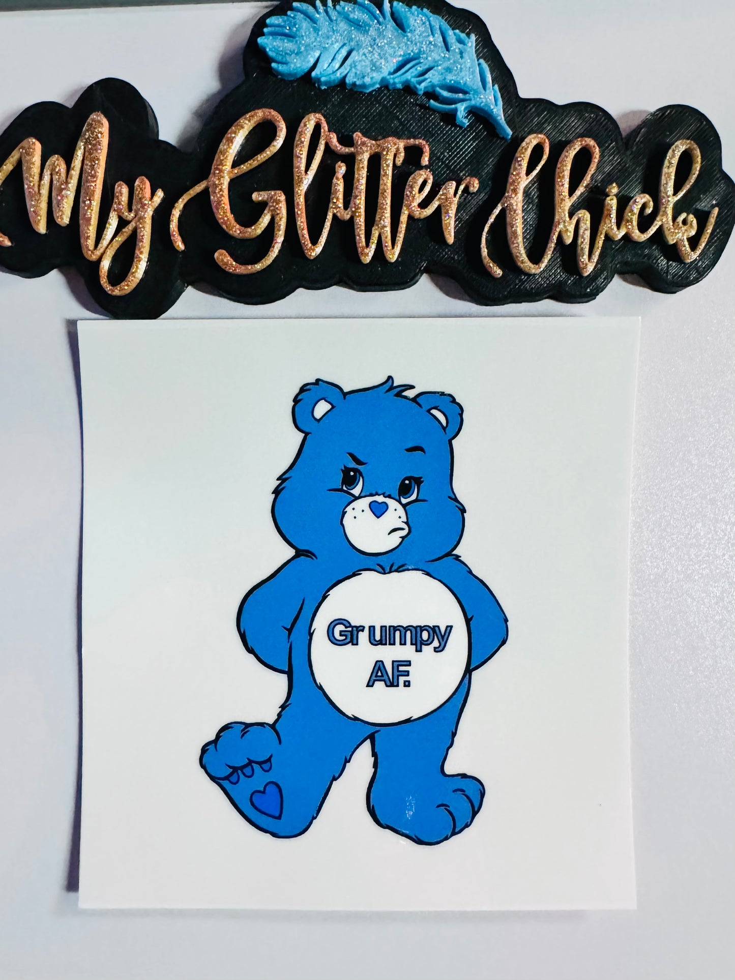 Grumpy AF Bear UV DTF Sticker 2010