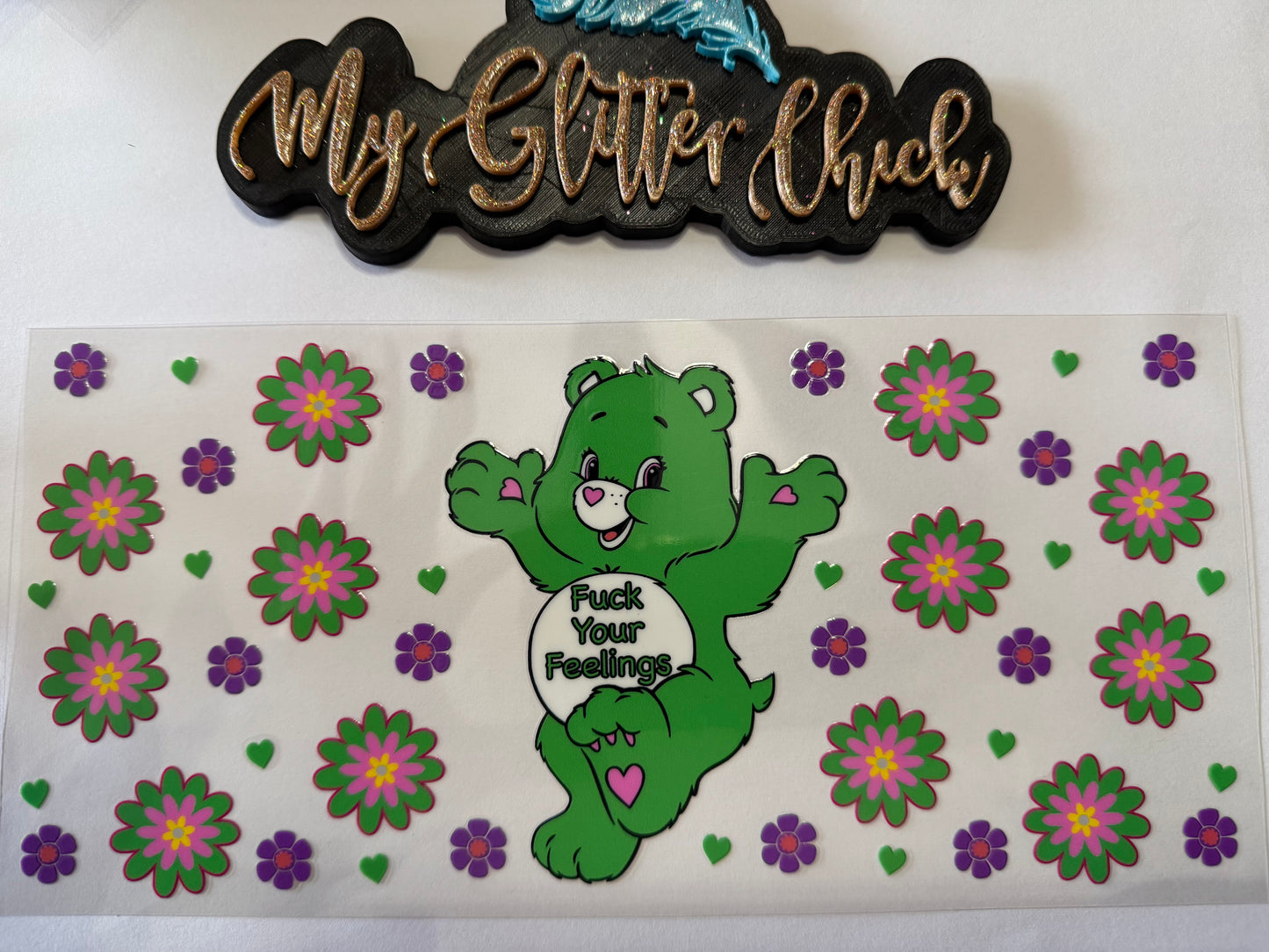 F your feelings green bear UVDTF wrap 026