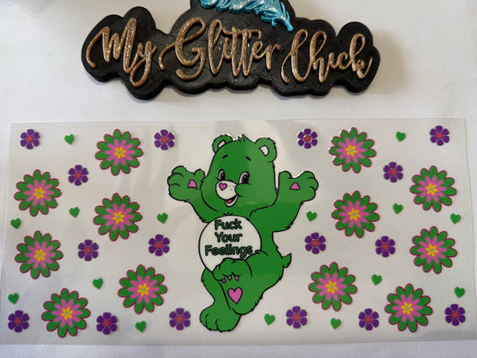 F your feelings green bear UVDTF wrap 026