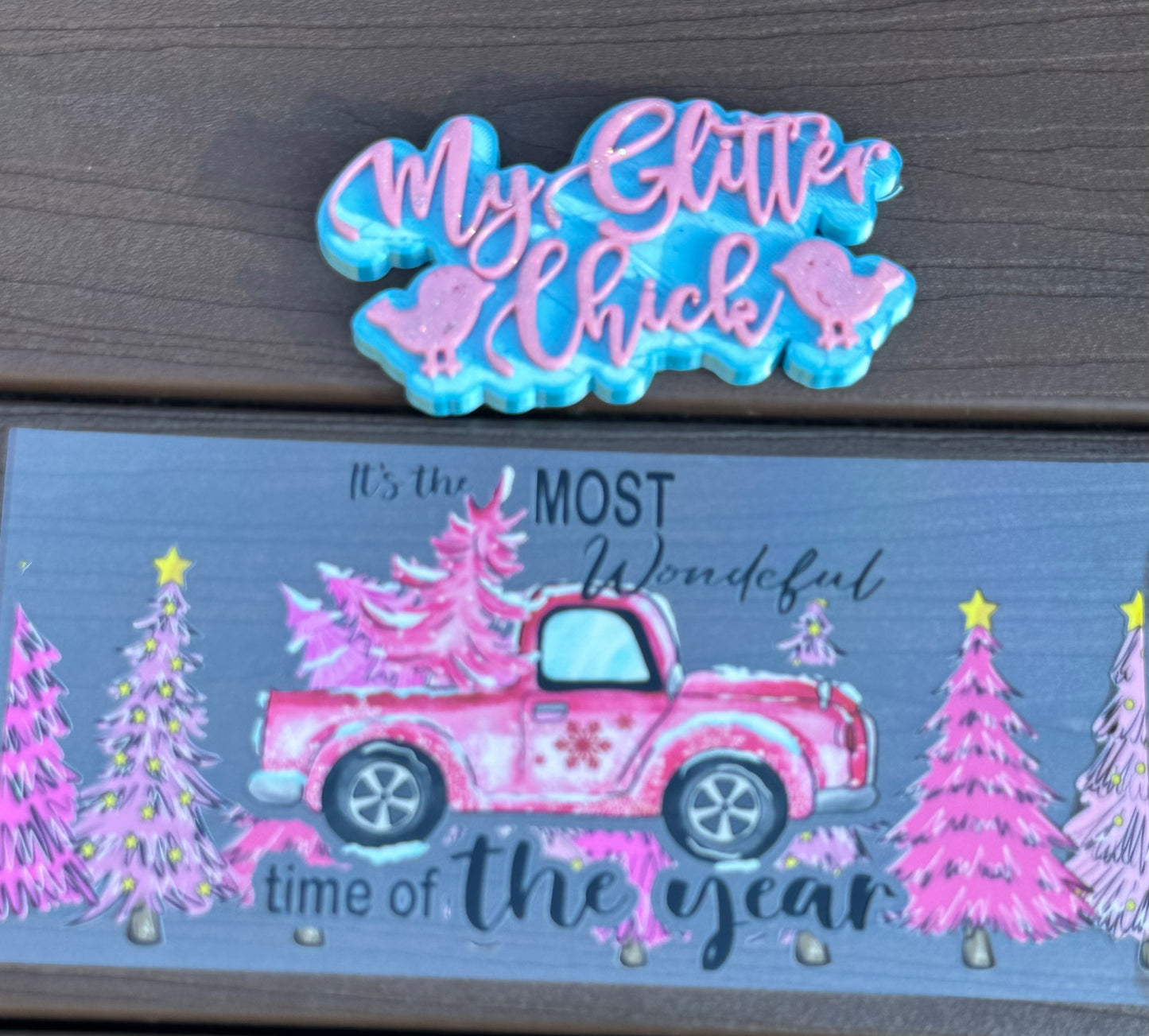 Pink Christmas Truck UV DTF 6052