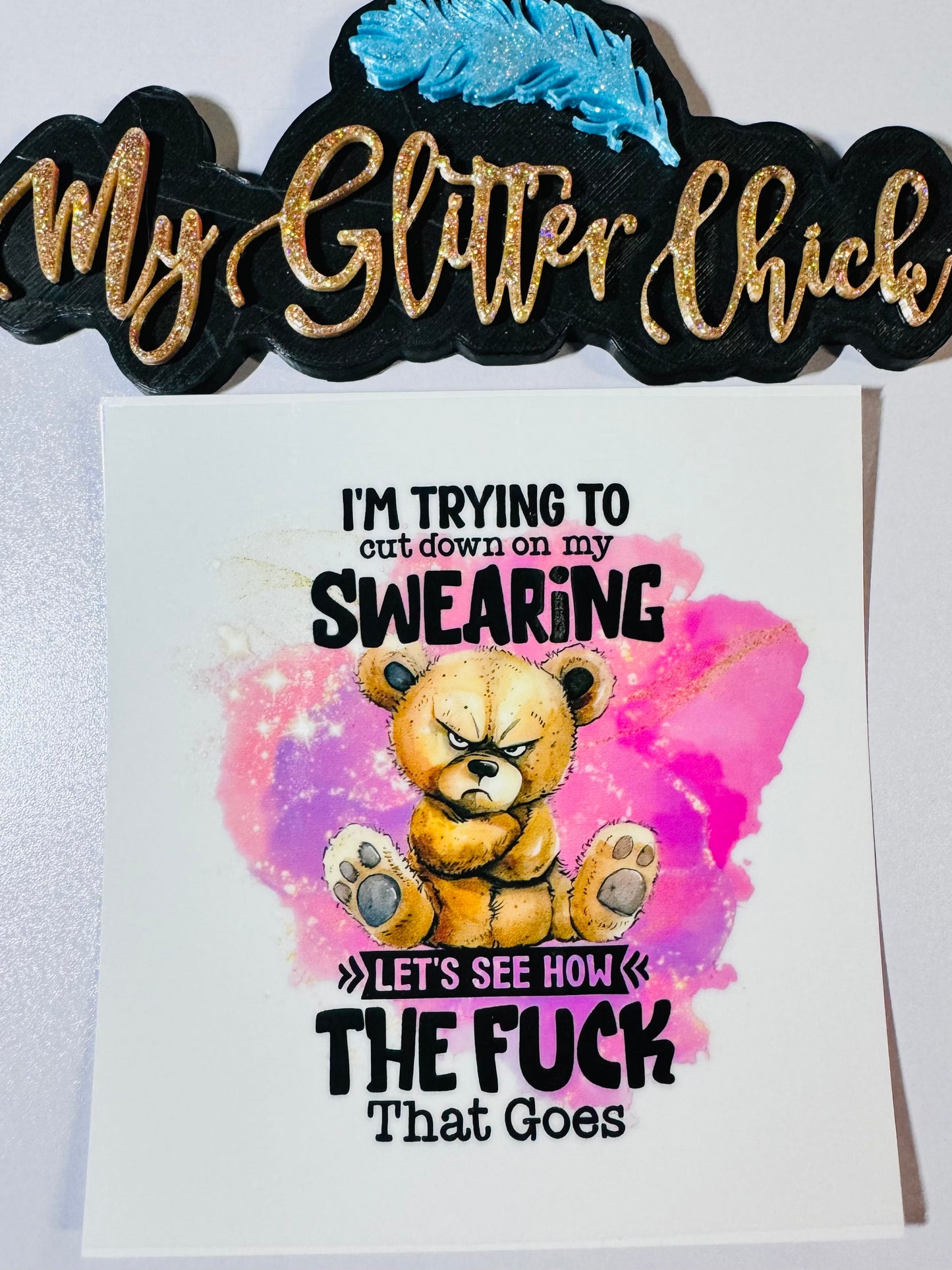 Swearing Bear UVDTF Sticker 2032