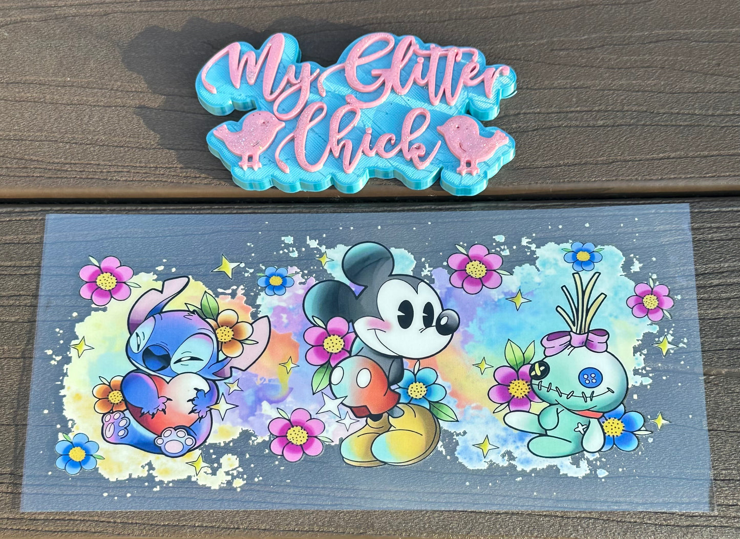 Stitch & Mickey watercolor UV DTF 4002