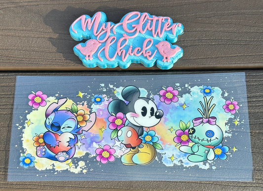 Stitch & Mickey watercolor UV DTF