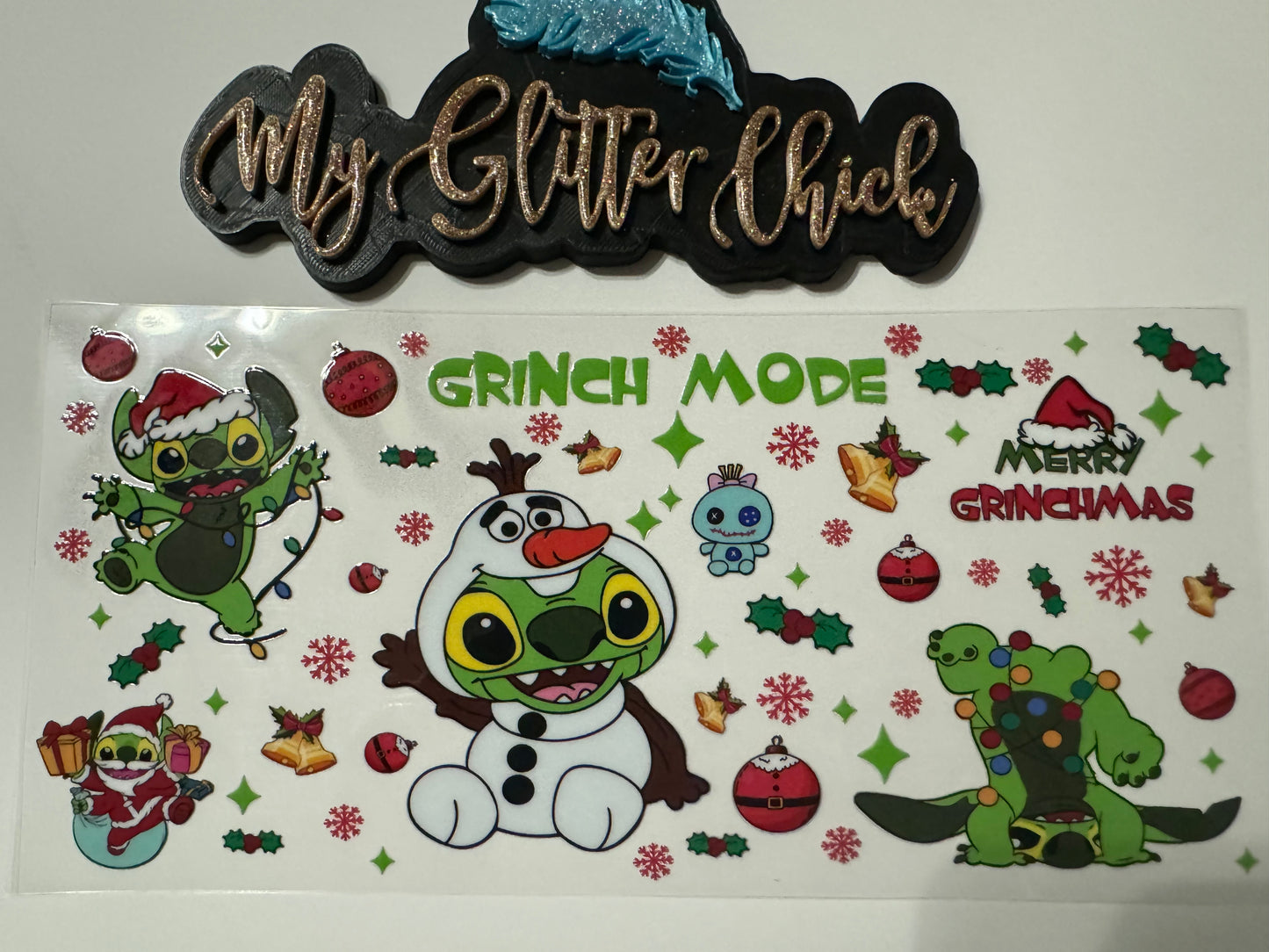 Grinch Mode Stitch Christmas  UVDTF Wrap 6033