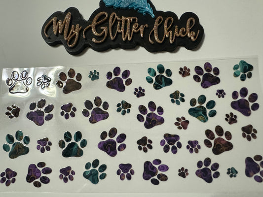 Dog Paw Purple/Teal UVDTF Wrap 3020