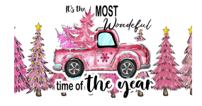 Pink Christmas Truck UV DTF 6052