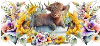 Highland Cow/Sunflowers UV DTF 3004